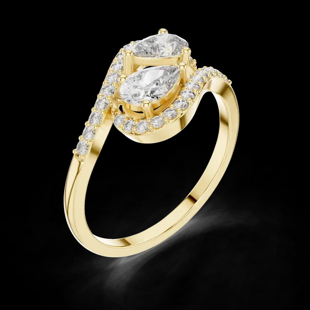 Twin Pear Bypass Lab Grown Diamond Ring - Image 5 Twin Pear Bypass Lab Grown Diamond Ring, view 5 of 6