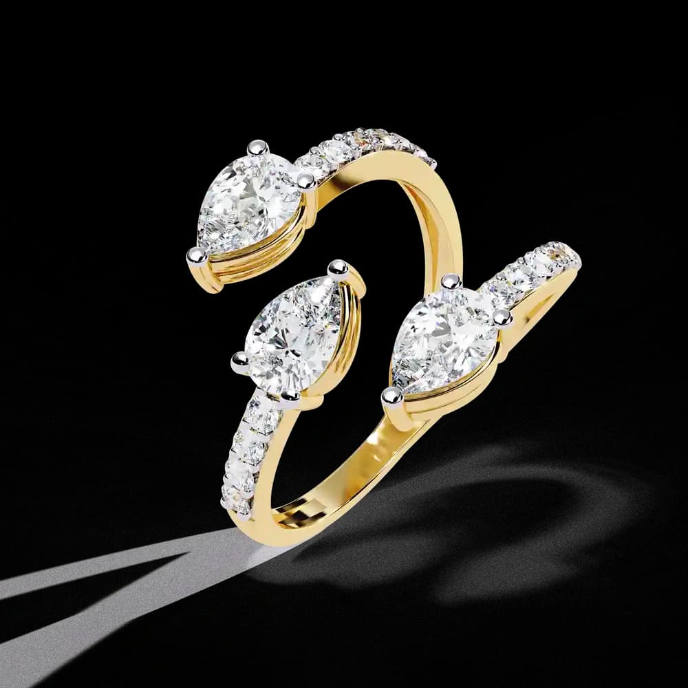 Pear and Round Lab Grown Diamond Twist Ring - Image 1 Pear and Round Lab Grown Diamond Twist Ring, view 1 of 4