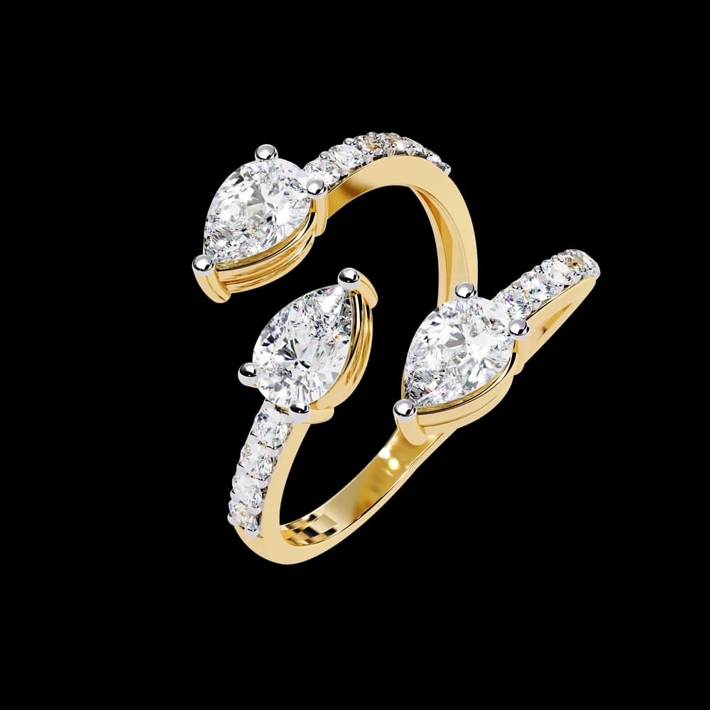 Pear and Round Lab Grown Diamond Twist Ring - Image 3 Pear and Round Lab Grown Diamond Twist Ring, view 3 of 4