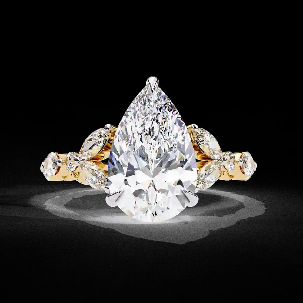 Statement Pear Cut Lab Grown Diamond Ring - Image 1 Statement Pear Cut Lab Grown Diamond Ring, view 1 of 7