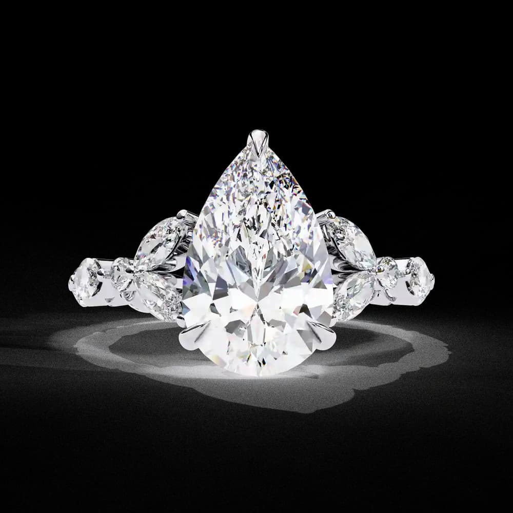 Statement Pear Cut Lab Grown Diamond Ring - Image 6 Statement Pear Cut Lab Grown Diamond Ring, view 6 of 7