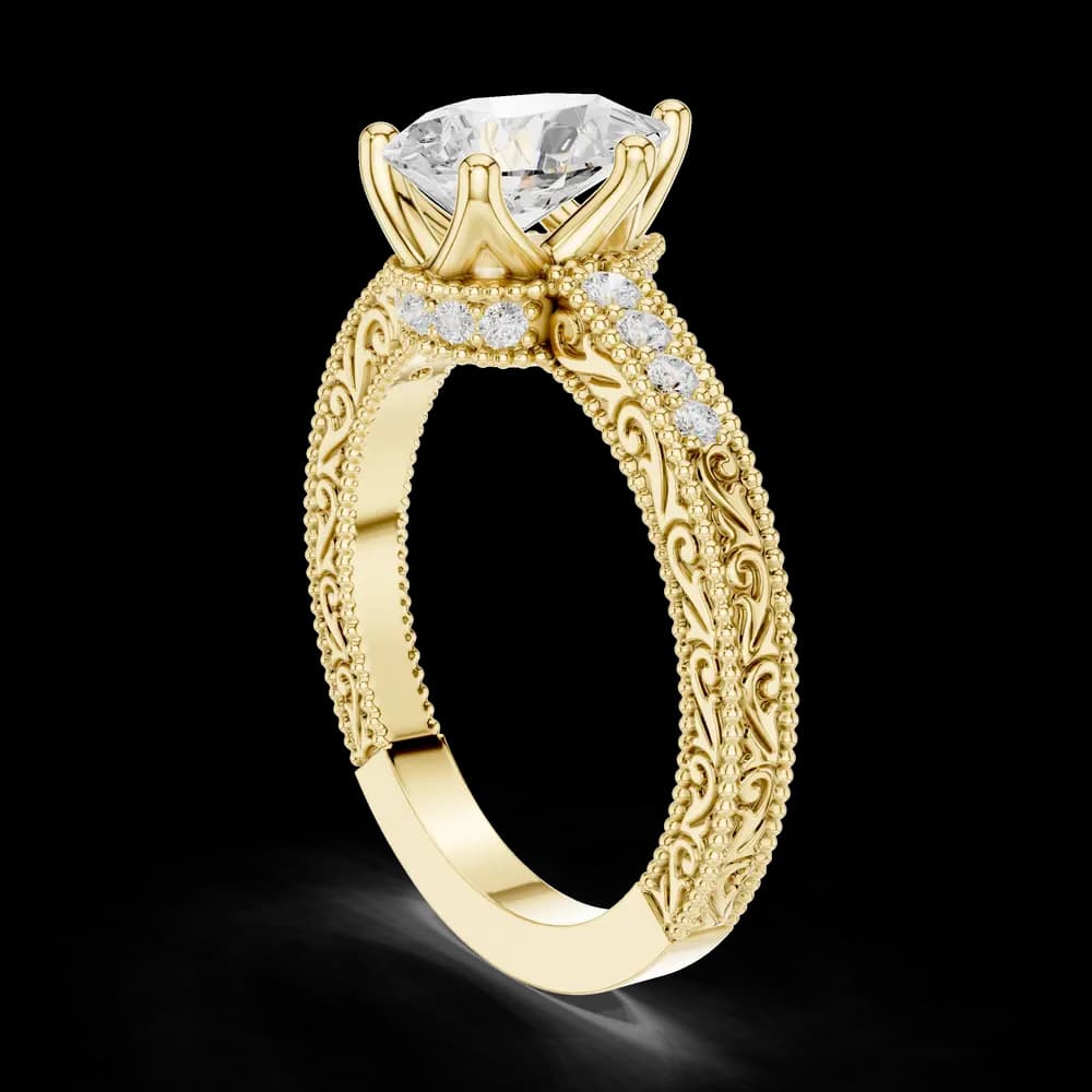 Pear Cut Filigree Pavé Lab Grown Diamond Ring - Image 6 Pear Cut Filigree Pavé Lab Grown Diamond Ring, view 6 of 6