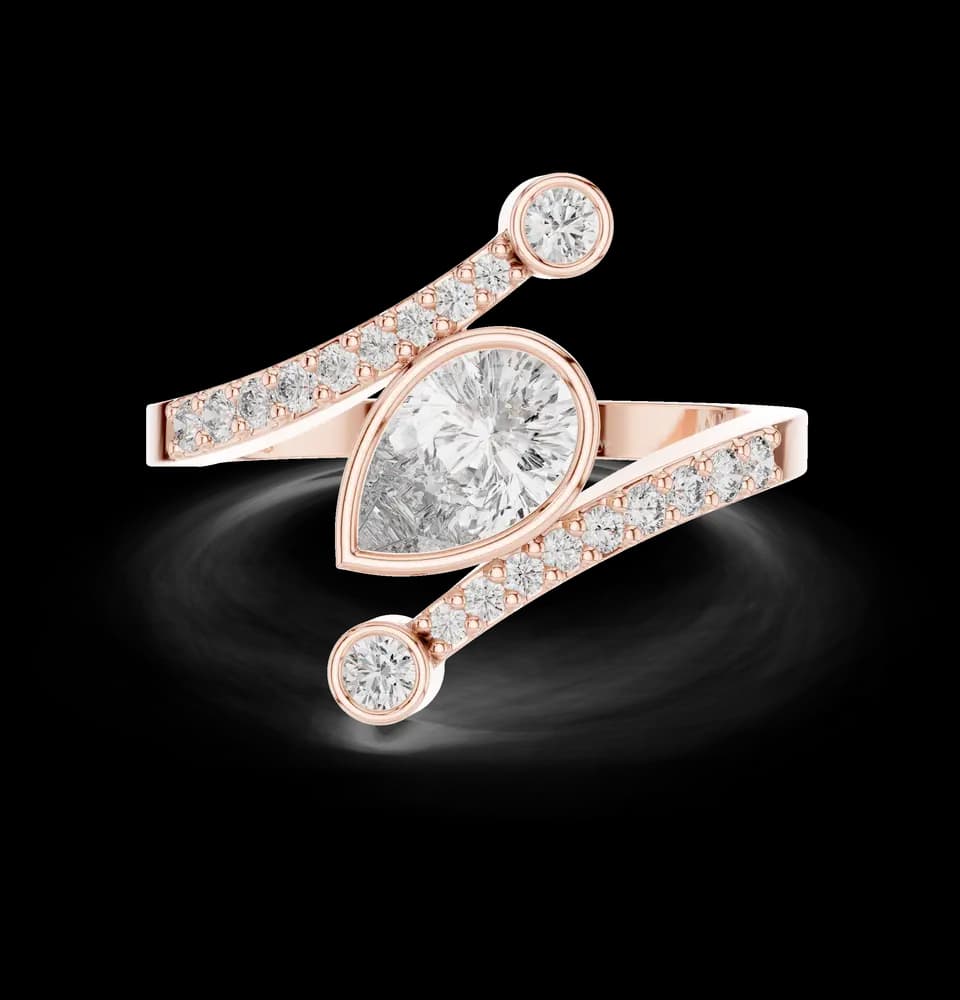 Asymmetrical Pear Lab Grown Diamond Ring - Image 1 Asymmetrical Pear Lab Grown Diamond Ring, view 1 of 6