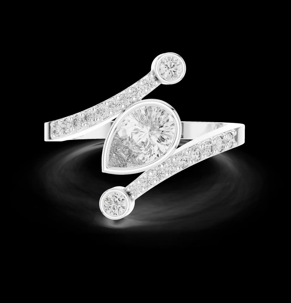 Asymmetrical Pear Lab Grown Diamond Ring - Image 2 Asymmetrical Pear Lab Grown Diamond Ring, view 2 of 6