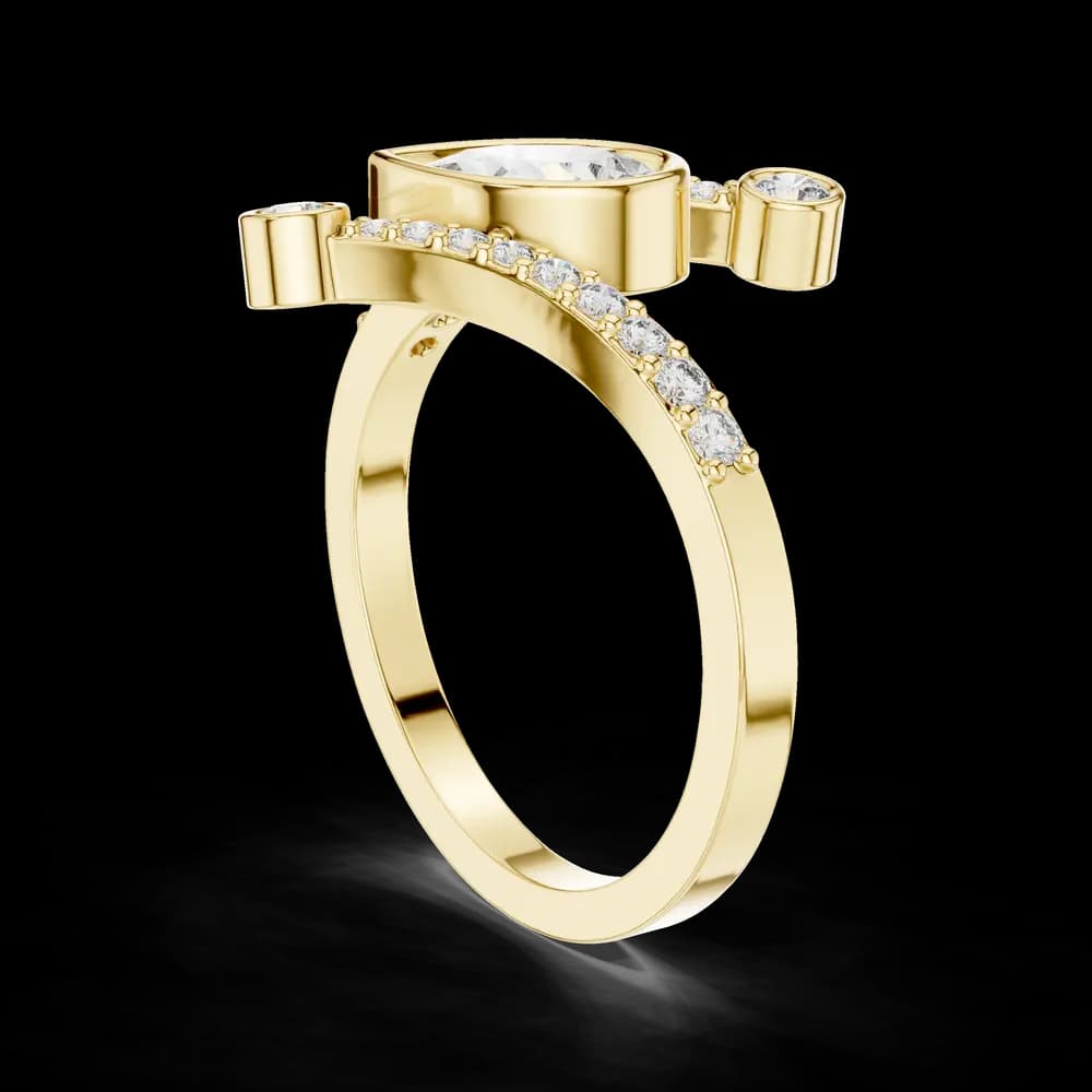 Asymmetrical Pear Lab Grown Diamond Ring - Image 4 Asymmetrical Pear Lab Grown Diamond Ring, view 4 of 6