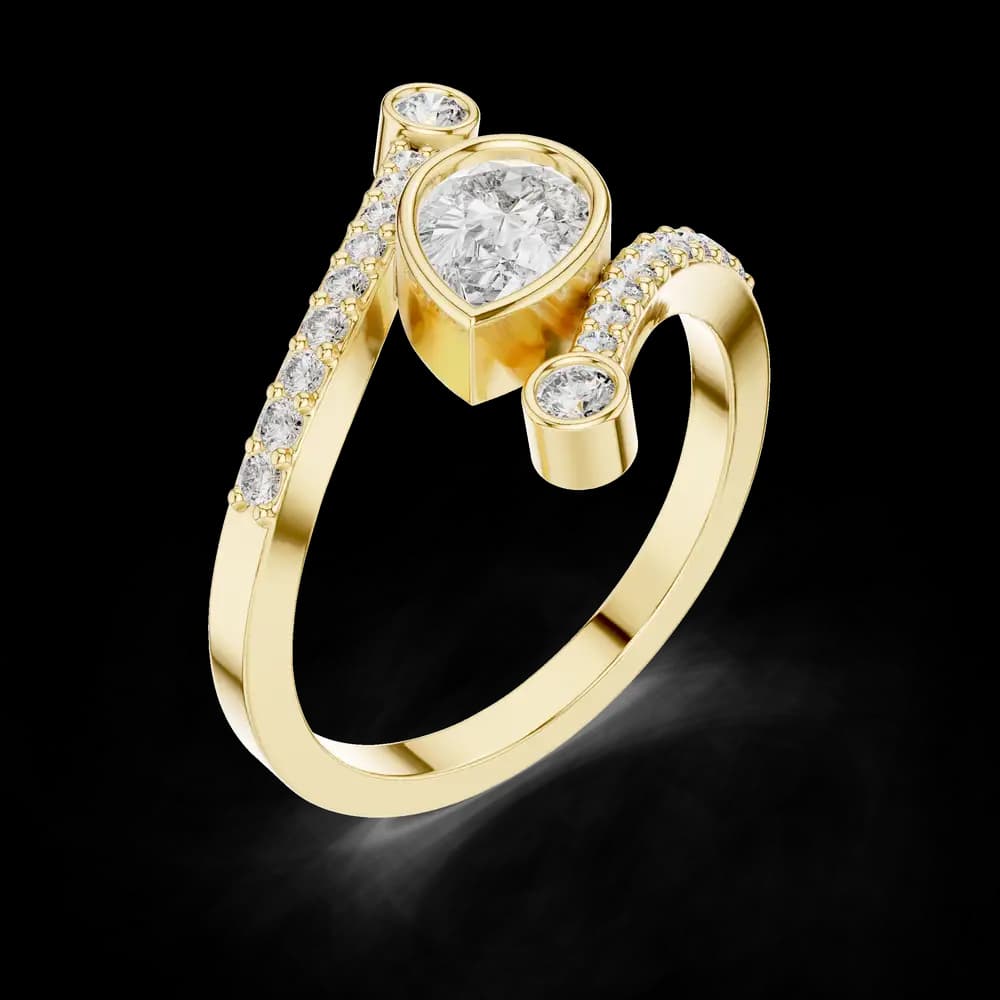 Asymmetrical Pear Lab Grown Diamond Ring - Image 5 Asymmetrical Pear Lab Grown Diamond Ring, view 5 of 6