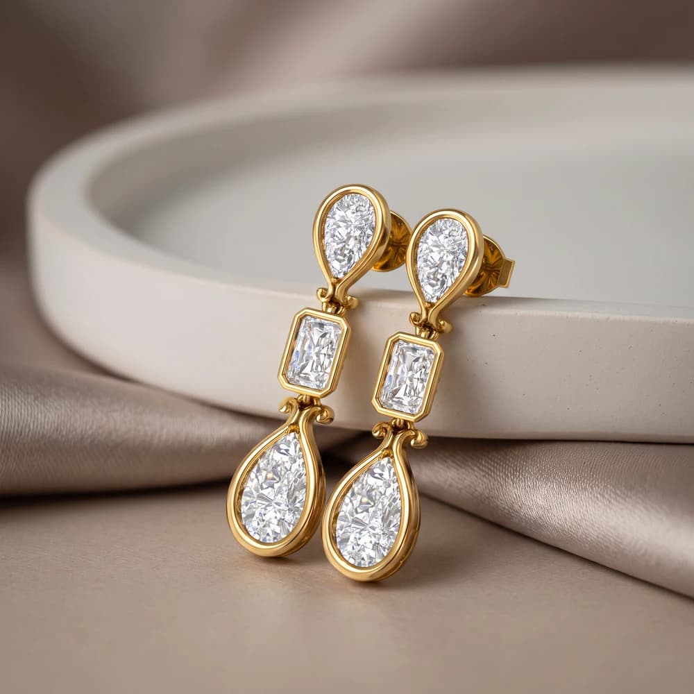 The Imperial Trinity Diamond Drops Earring - Image 2 The Imperial Trinity Diamond Drops Earring, view 2 of 3