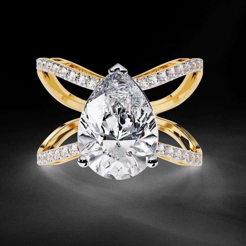 Pear-Shaped Lab Grown Diamond Crossover Ring - Image 1 Pear-Shaped Lab Grown Diamond Crossover Ring, view 1 of 13