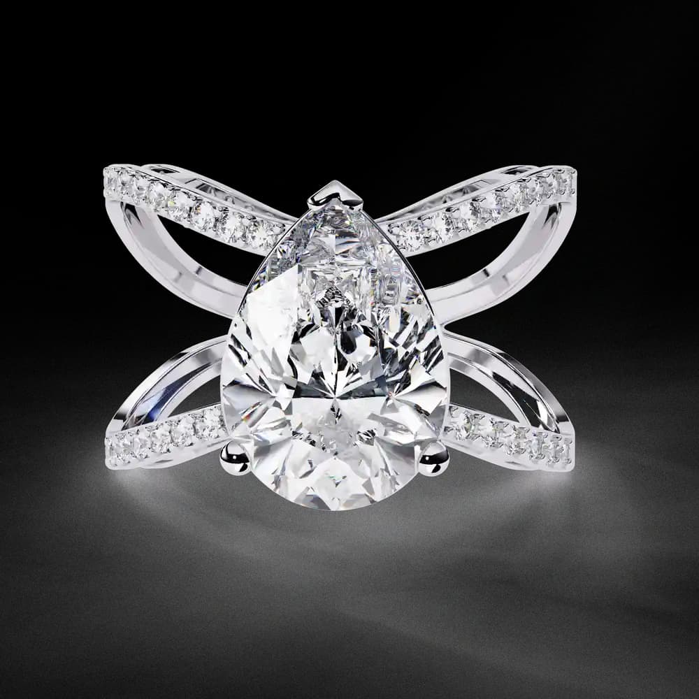 Pear-Shaped Lab Grown Diamond Crossover Ring - Image 7 Pear-Shaped Lab Grown Diamond Crossover Ring, view 7 of 13
