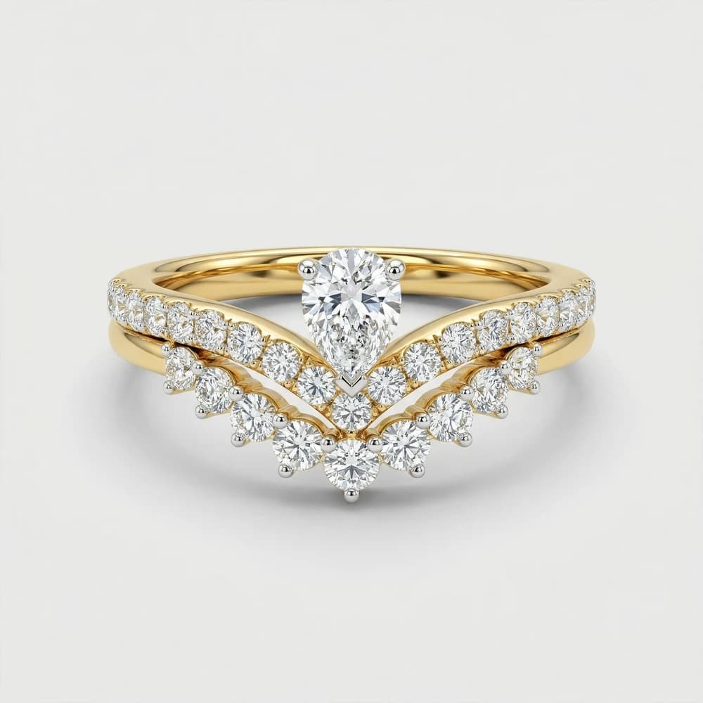 Chevron Floral Pave Lab Grown Diamond Ring - Image 1 Chevron Floral Pave Lab Grown Diamond Ring, view 1 of 1