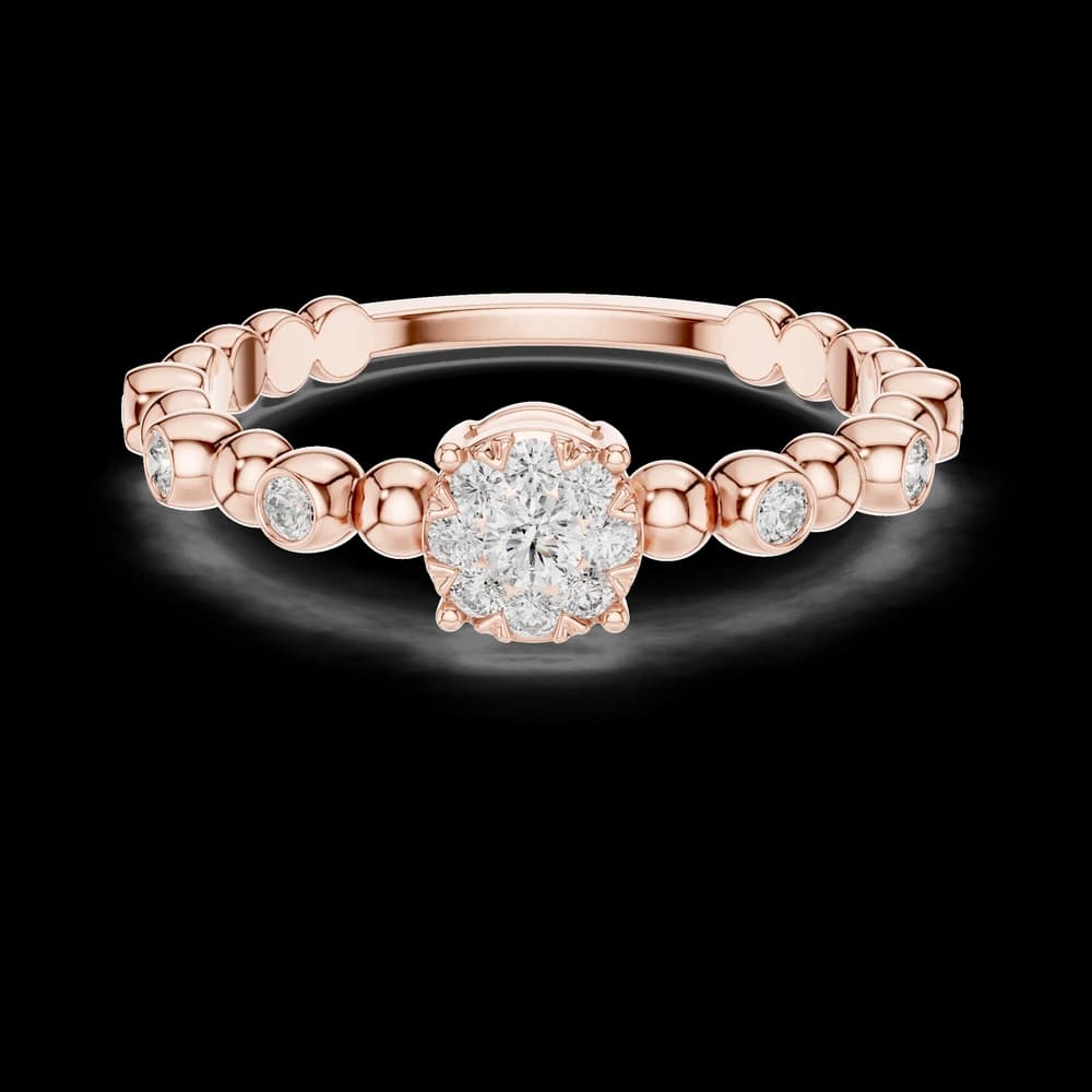 Round Stone Beaded Lab Grown Diamond Ring - Image 1 Round Stone Beaded Lab Grown Diamond Ring, view 1 of 6