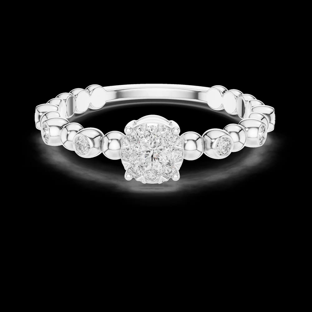 Round Stone Beaded Lab Grown Diamond Ring - Image 2 Round Stone Beaded Lab Grown Diamond Ring, view 2 of 6