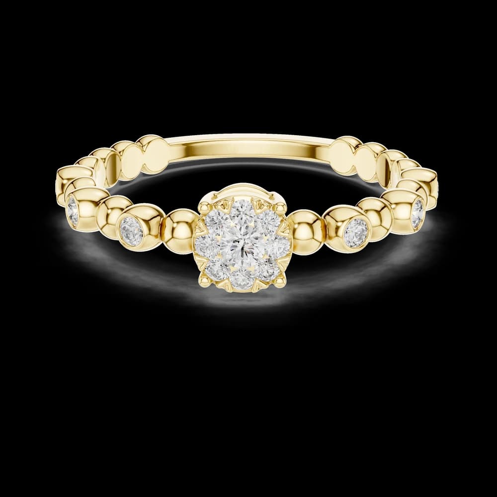 Round Stone Beaded Lab Grown Diamond Ring - Image 3 Round Stone Beaded Lab Grown Diamond Ring, view 3 of 6