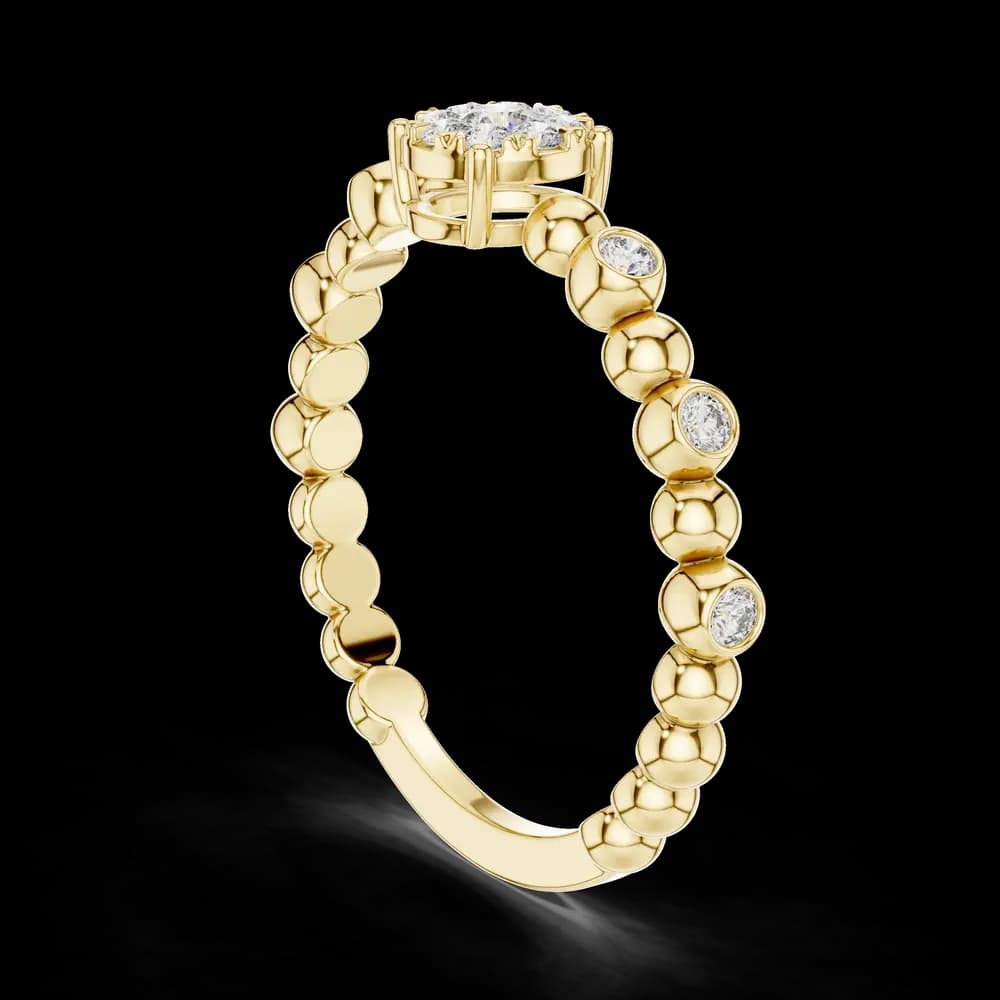 Round Stone Beaded Lab Grown Diamond Ring - Image 4 Round Stone Beaded Lab Grown Diamond Ring, view 4 of 6