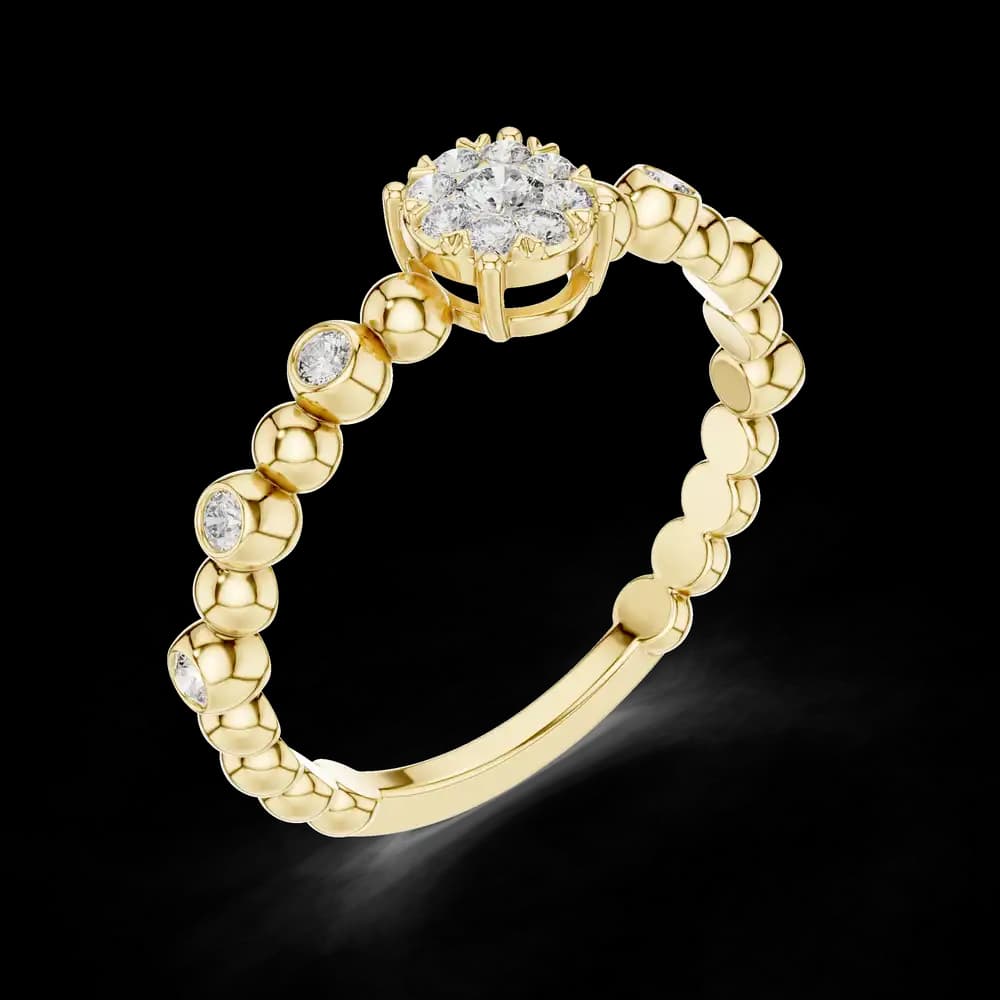 Round Stone Beaded Lab Grown Diamond Ring - Image 5 Round Stone Beaded Lab Grown Diamond Ring, view 5 of 6