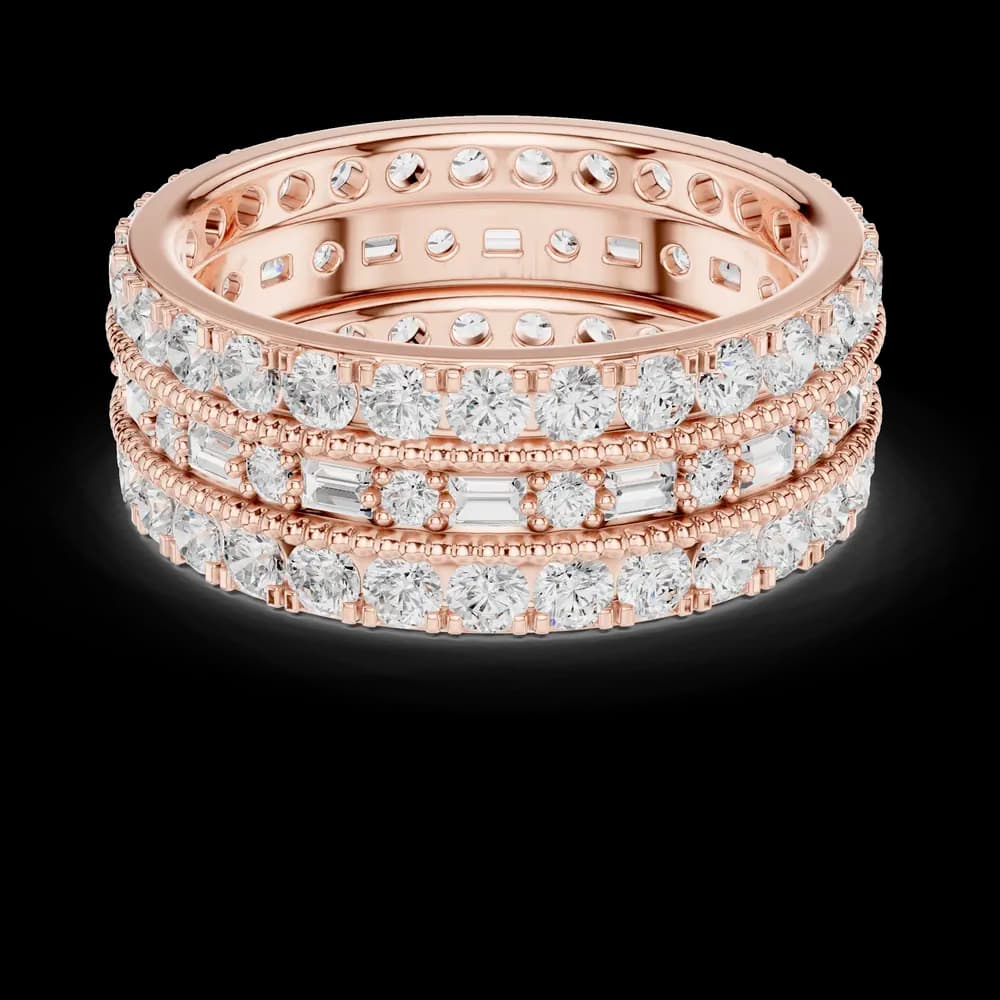 Triple-Row Round and Baguette Diamond Eternity Band - Image 1 Triple-Row Round and Baguette Diamond Eternity Band, view 1 of 6