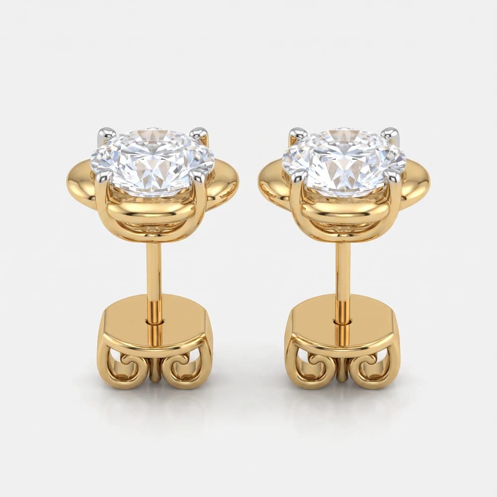 Petal Halo Lab Grown Diamond Studs - Image 4 Petal Halo Lab Grown Diamond Studs, view 4 of 5