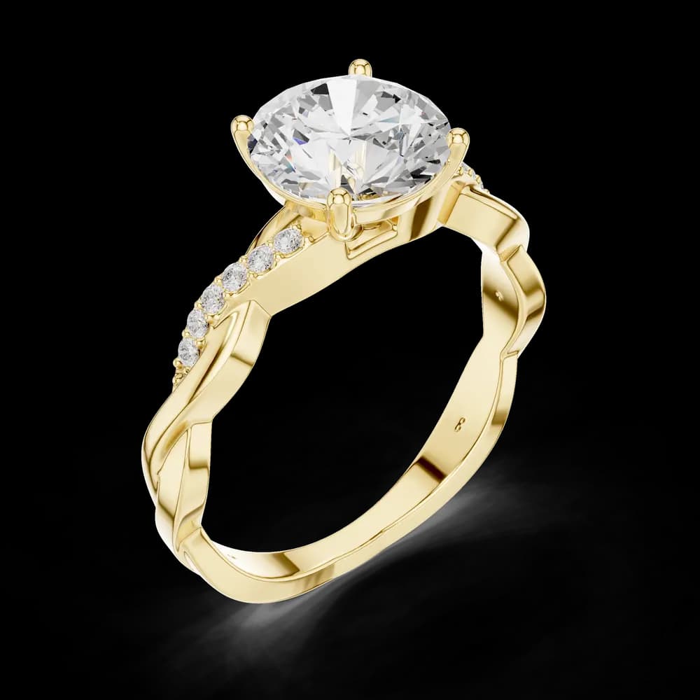 Round Solitaire Twist Band Ring - Image 5 Round Solitaire Twist Band Ring, view 5 of 6