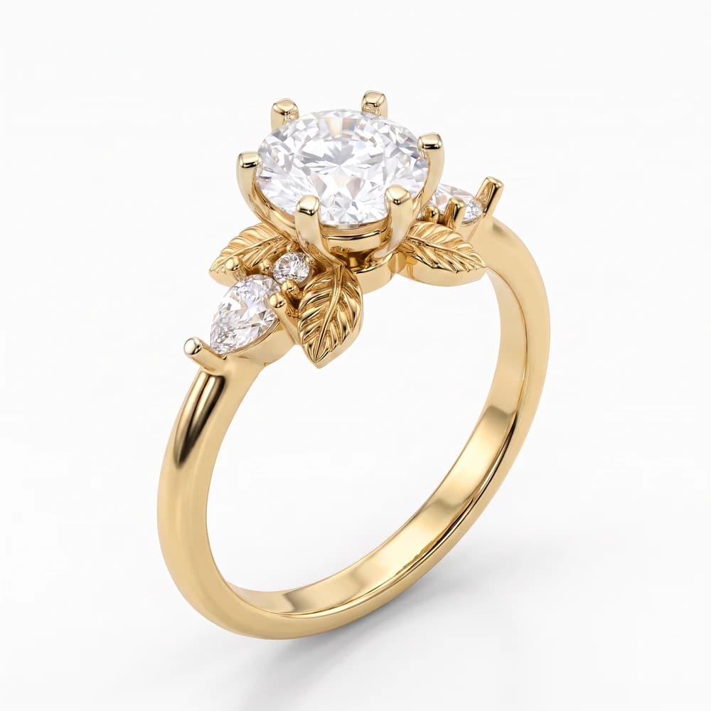 Petal Solitaire Round Lab Grown Diamond Ring - Image 2 Petal Solitaire Round Lab Grown Diamond Ring, view 2 of 3