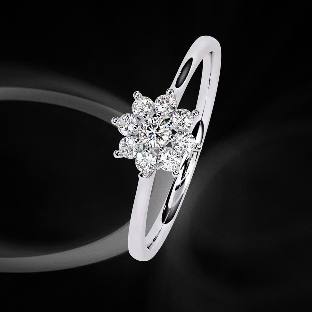 Petite Floral Lab Grown Diamond Ring - Image 3 Petite Floral Lab Grown Diamond Ring, view 3 of 4