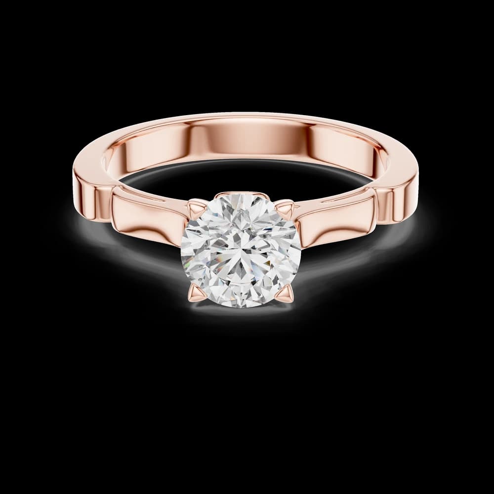 Round Four Prong Notched Band Lab Grown Diamond Ring - Image 1 Round Four Prong Notched Band Lab Grown Diamond Ring, view 1 of 2