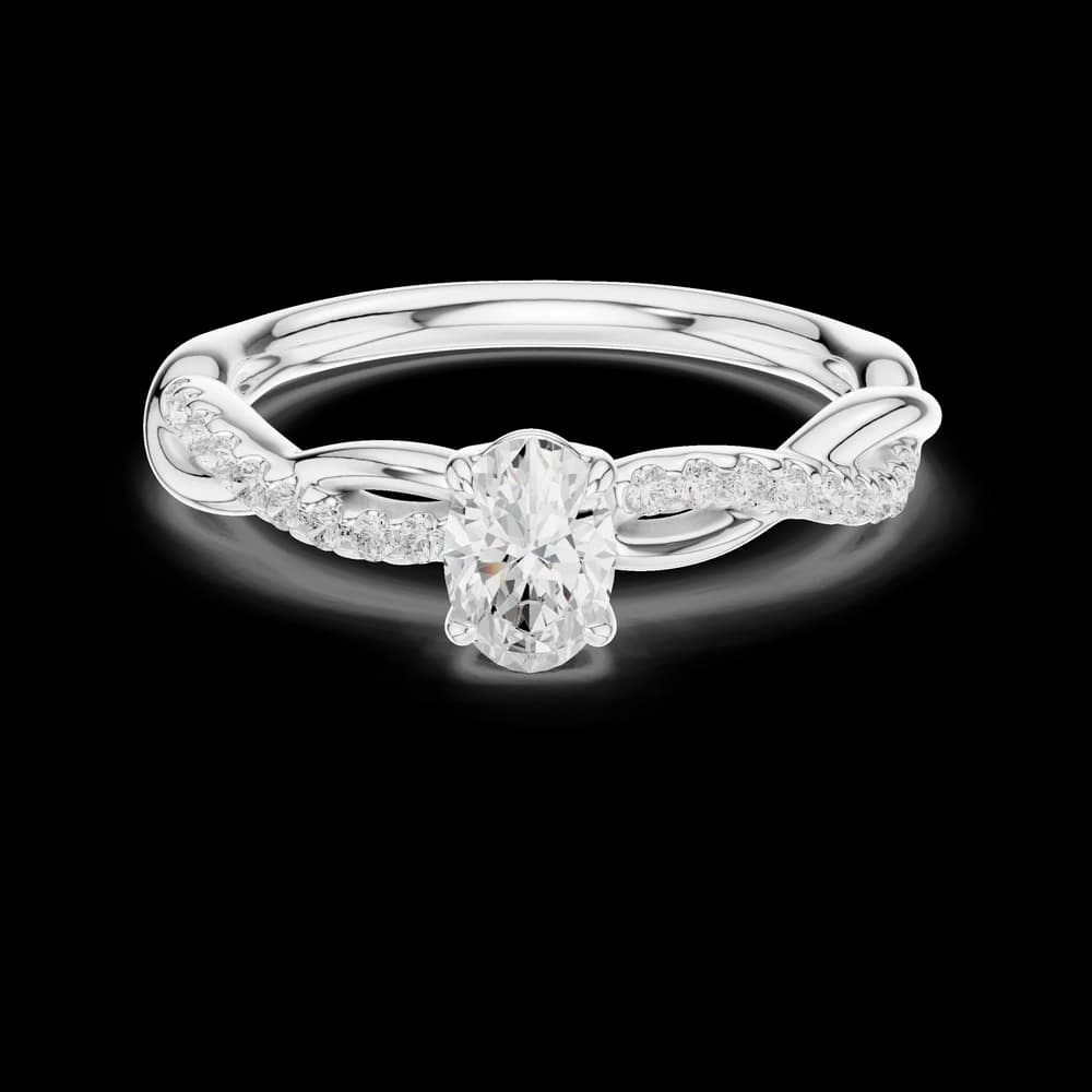Oval Diamond Twisted Band Lab Grown Diamond Ring - Image 2 Oval Diamond Twisted Band Lab Grown Diamond Ring, view 2 of 6