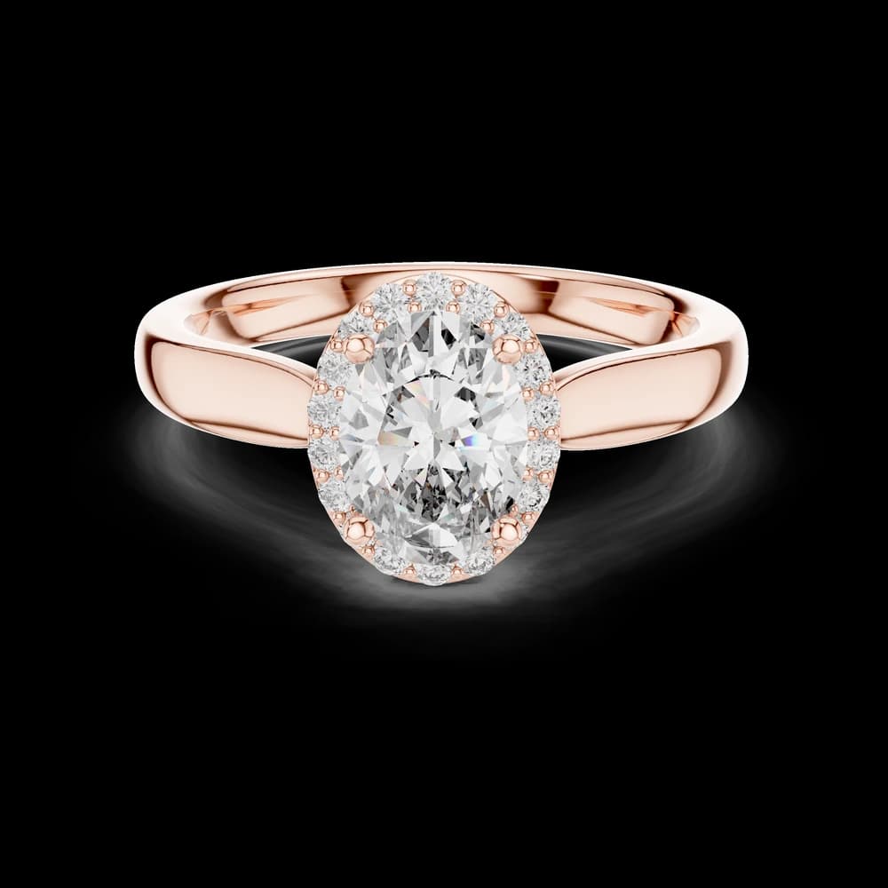 Halo Set Oval Lab Grown Diamond Ring - Image 1 Halo Set Oval Lab Grown Diamond Ring, view 1 of 6