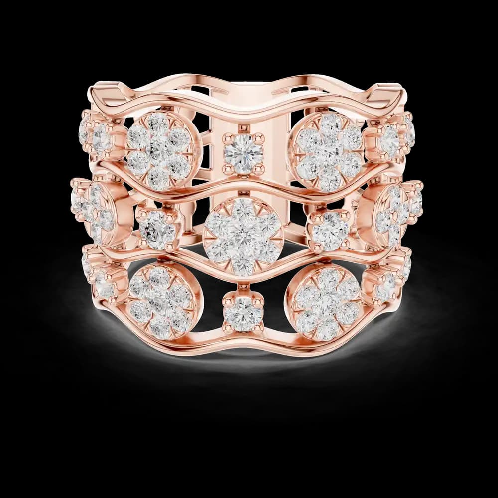 Wavy Floral Band Lab Grown Diamond Ring - Image 1 Wavy Floral Band Lab Grown Diamond Ring, view 1 of 6