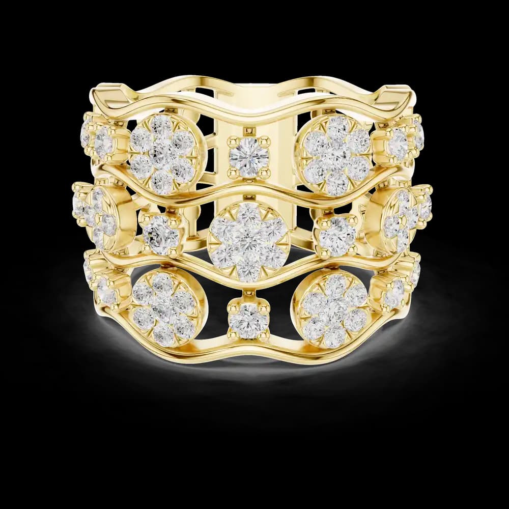 Wavy Floral Band Lab Grown Diamond Ring - Image 3 Wavy Floral Band Lab Grown Diamond Ring, view 3 of 6