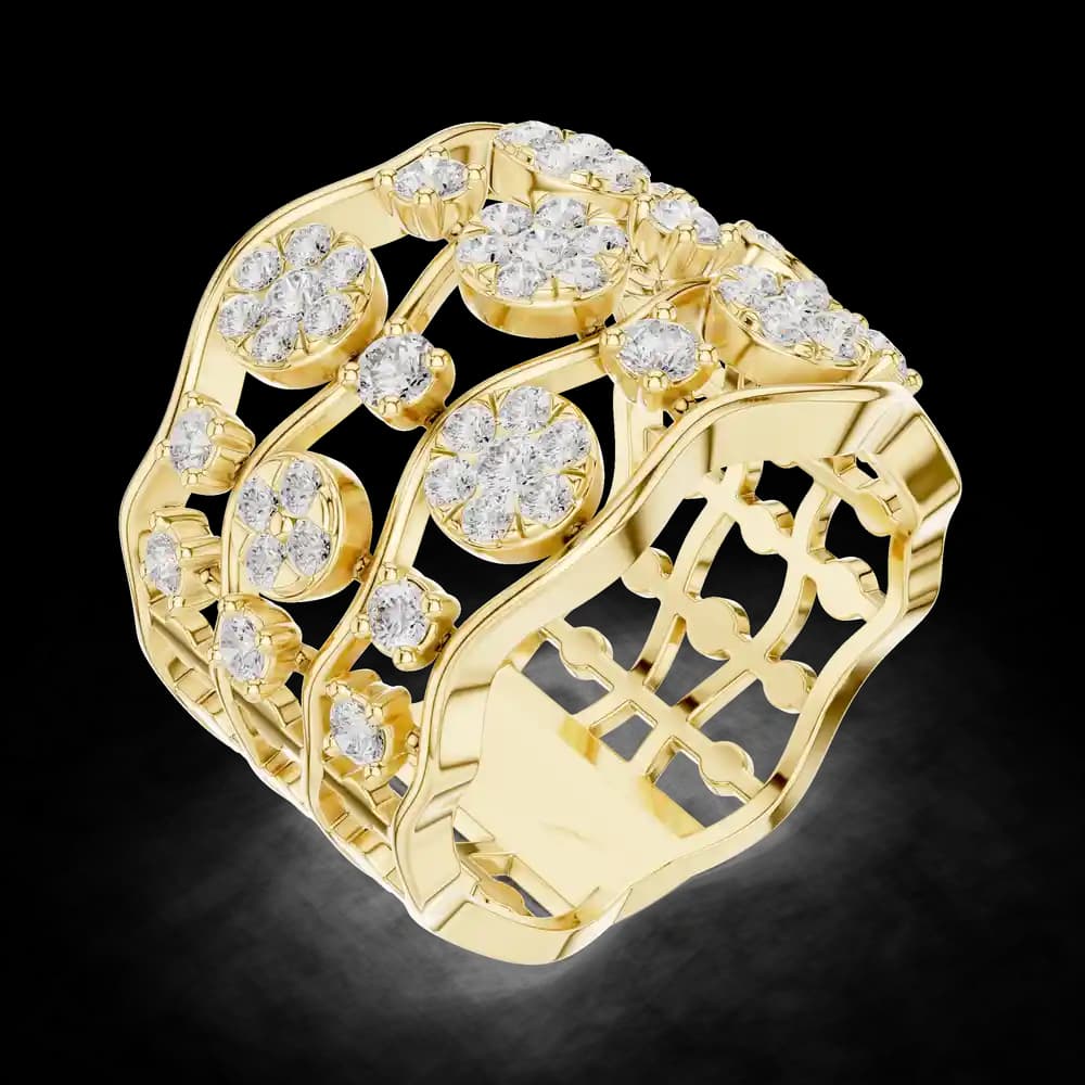 Wavy Floral Band Lab Grown Diamond Ring - Image 5 Wavy Floral Band Lab Grown Diamond Ring, view 5 of 6