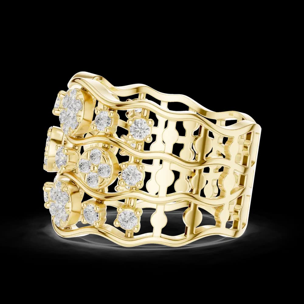 Wavy Floral Band Lab Grown Diamond Ring - Image 6 Wavy Floral Band Lab Grown Diamond Ring, view 6 of 6