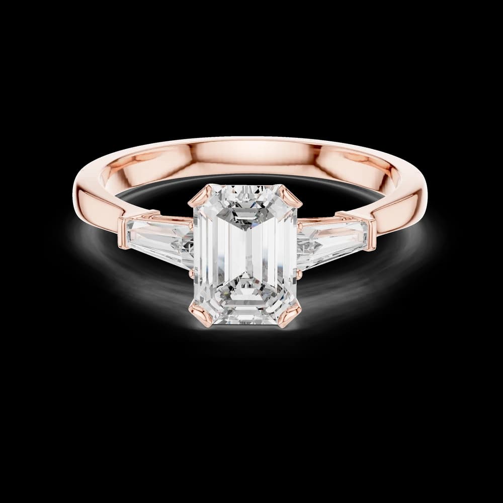 Emerald Stone Baguette Lab Grown Diamond Ring - Image 1 Emerald Stone Baguette Lab Grown Diamond Ring, view 1 of 6
