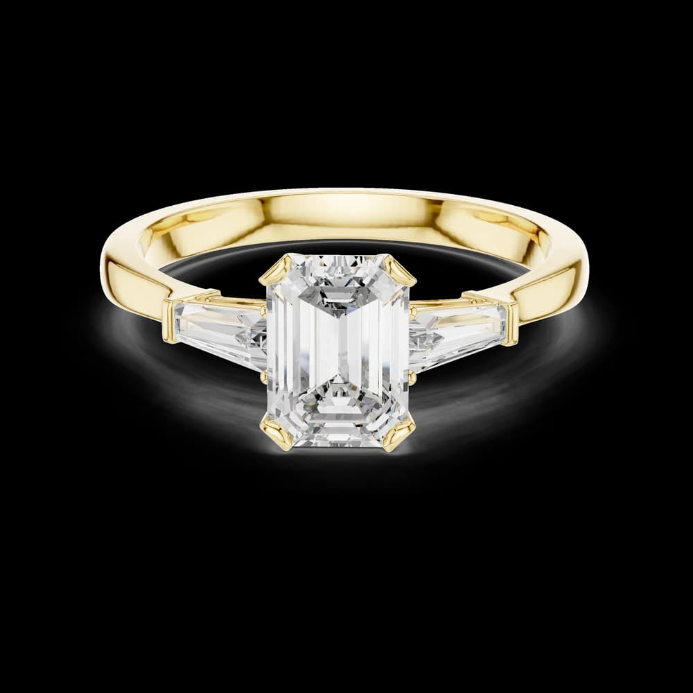 Emerald Stone Baguette Lab Grown Diamond Ring - Image 3 Emerald Stone Baguette Lab Grown Diamond Ring, view 3 of 6