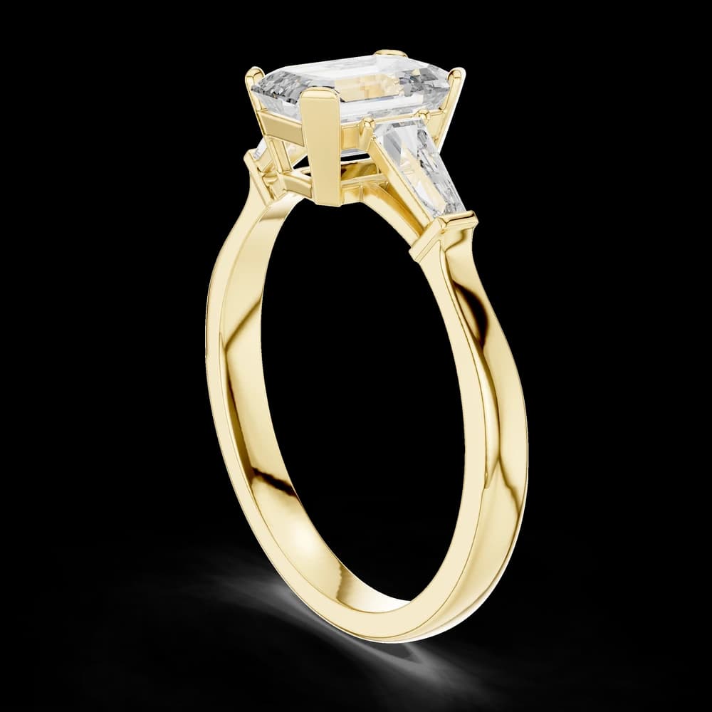 Emerald Stone Baguette Lab Grown Diamond Ring - Image 4 Emerald Stone Baguette Lab Grown Diamond Ring, view 4 of 6