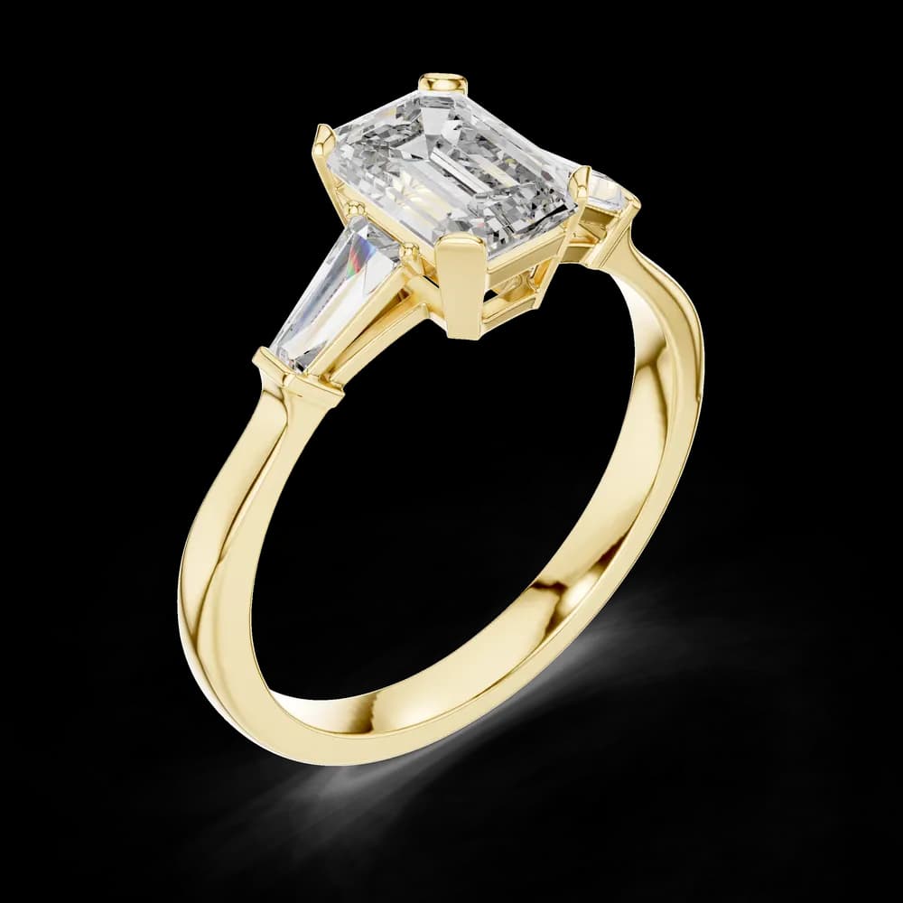 Emerald Stone Baguette Lab Grown Diamond Ring - Image 5 Emerald Stone Baguette Lab Grown Diamond Ring, view 5 of 6