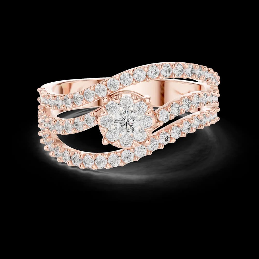 Cluster Setting Bypass Round Lab Grown Diamond Ring - Image 1 Cluster Setting Bypass Round Lab Grown Diamond Ring, view 1 of 6