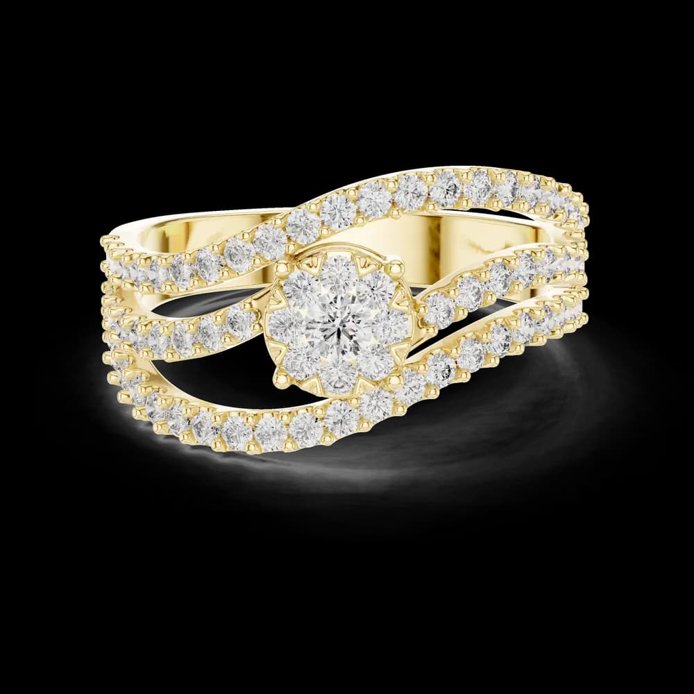 Cluster Setting Bypass Round Lab Grown Diamond Ring - Image 3 Cluster Setting Bypass Round Lab Grown Diamond Ring, view 3 of 6