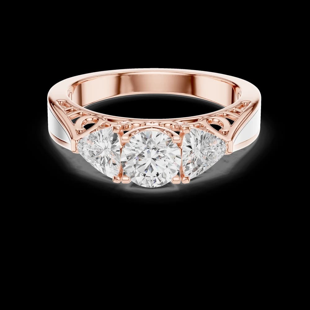 Three Stone Vintage Lab Grown Diamond Ring - Image 1 Three Stone Vintage Lab Grown Diamond Ring, view 1 of 3