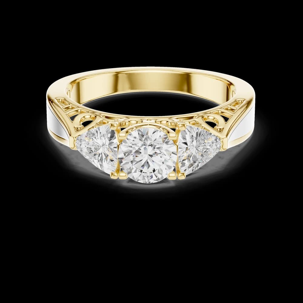 Three Stone Vintage Lab Grown Diamond Ring - Image 2 Three Stone Vintage Lab Grown Diamond Ring, view 2 of 3