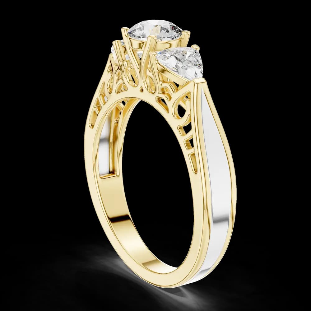 Three Stone Vintage Lab Grown Diamond Ring - Image 3 Three Stone Vintage Lab Grown Diamond Ring, view 3 of 3