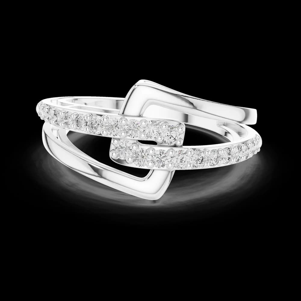 Interlocking Geometric Pave Openwork Diamond Ring - Image 2 Interlocking Geometric Pave Openwork Diamond Ring, view 2 of 6