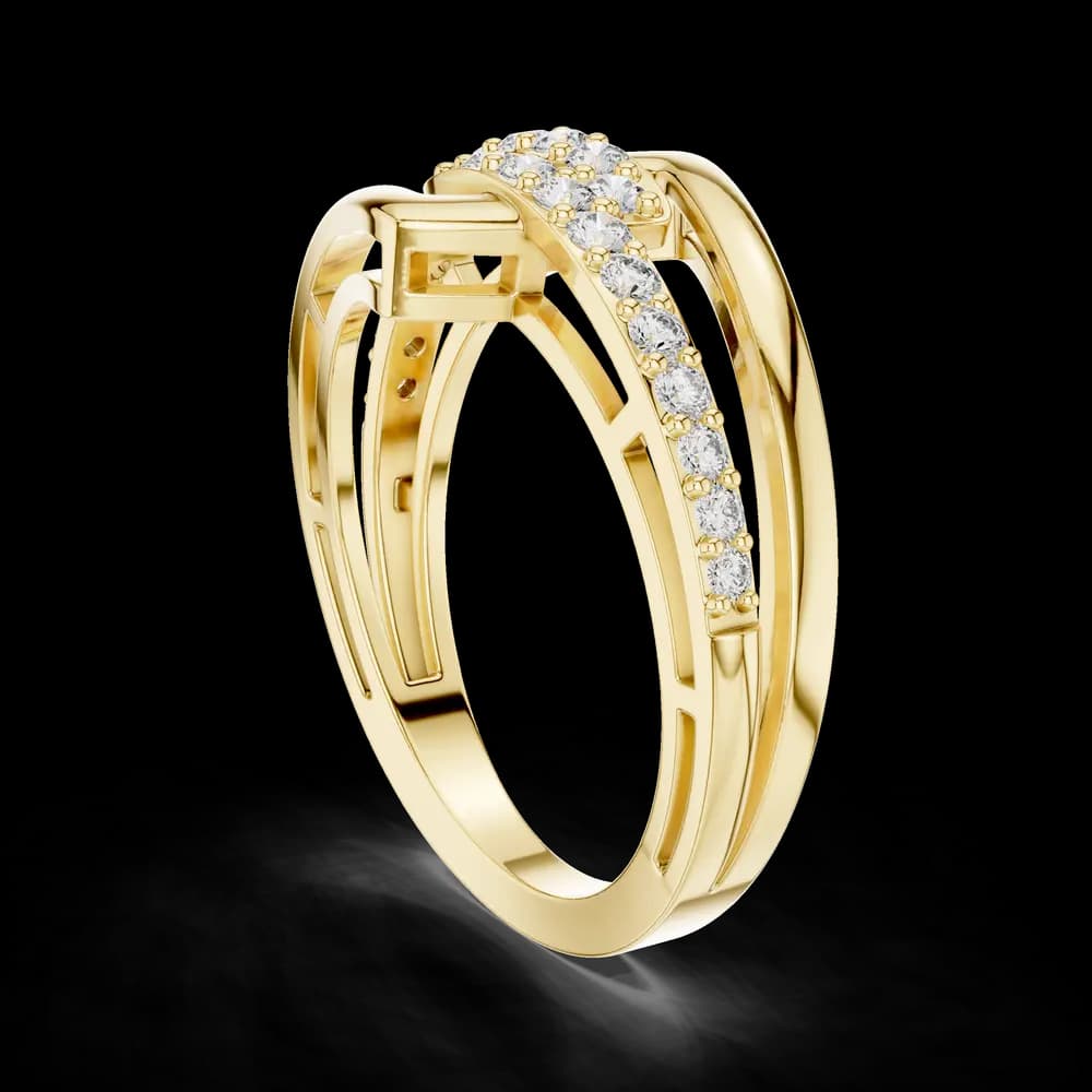 Interlocking Geometric Pave Openwork Diamond Ring - Image 4 Interlocking Geometric Pave Openwork Diamond Ring, view 4 of 6