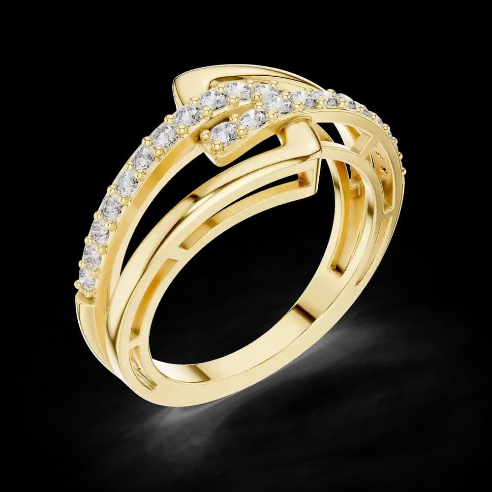 Interlocking Geometric Pave Openwork Diamond Ring - Image 5 Interlocking Geometric Pave Openwork Diamond Ring, view 5 of 6