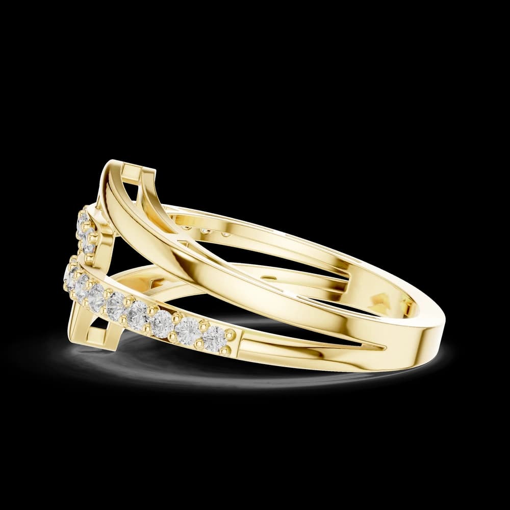 Interlocking Geometric Pave Openwork Diamond Ring - Image 6 Interlocking Geometric Pave Openwork Diamond Ring, view 6 of 6
