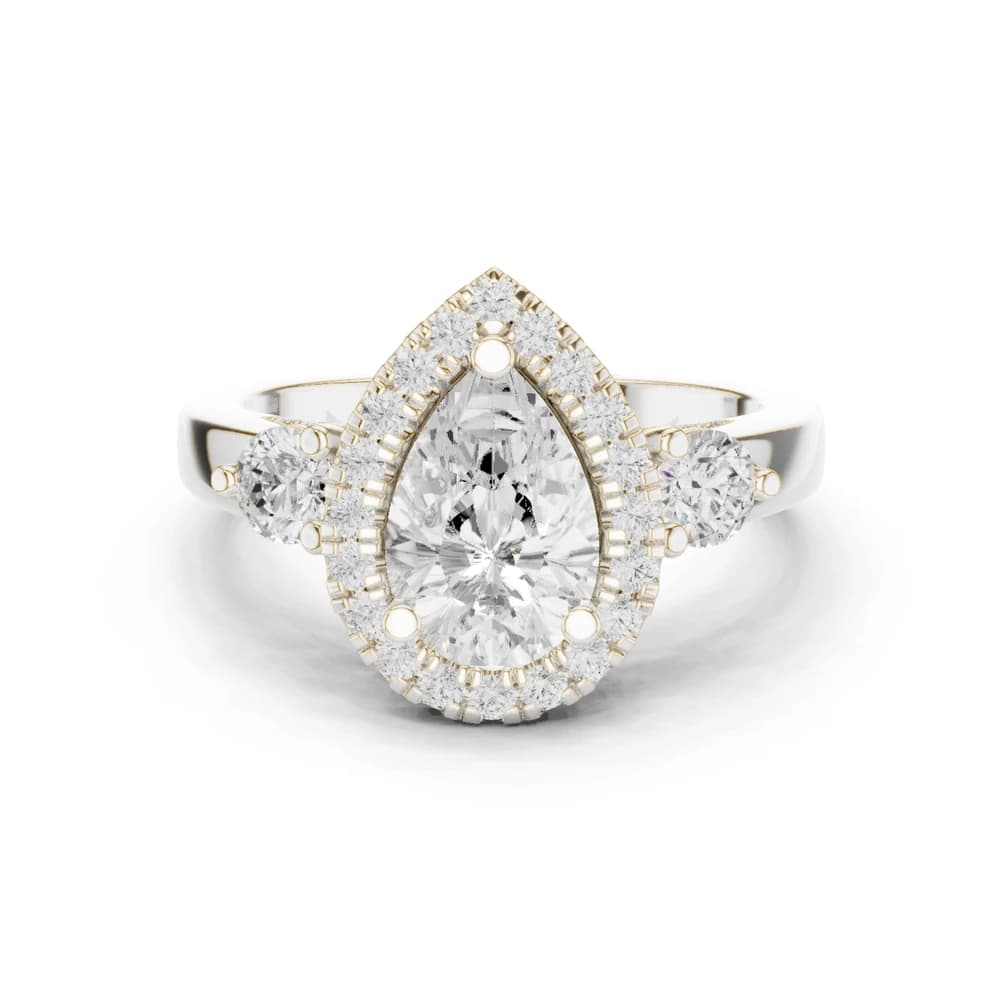 Celestia Lab Grown Diamond Pear Halo Ring - Image 2 Celestia Lab Grown Diamond Pear Halo Ring, view 2 of 9