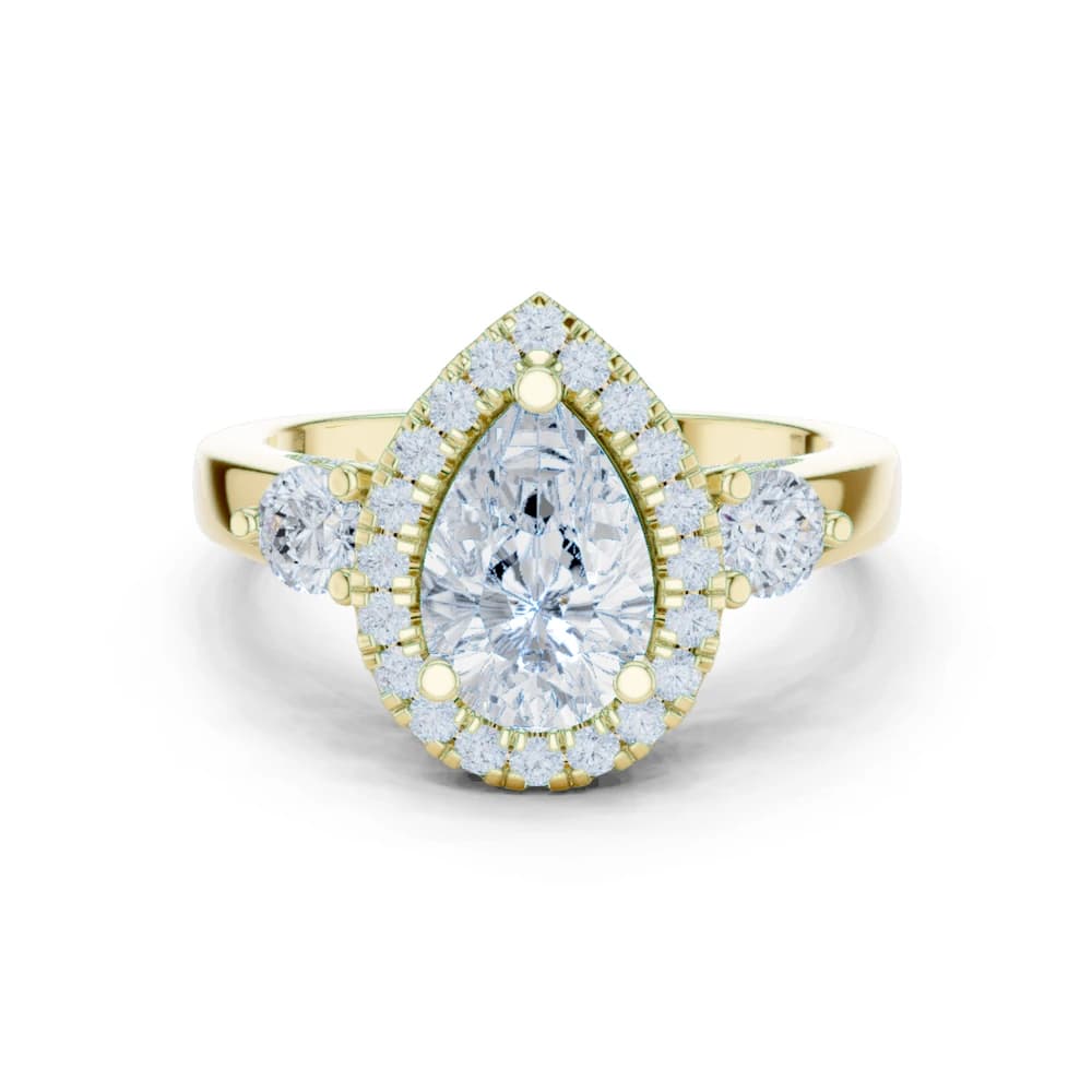 Celestia Lab Grown Diamond Pear Halo Ring - Image 3 Celestia Lab Grown Diamond Pear Halo Ring, view 3 of 9