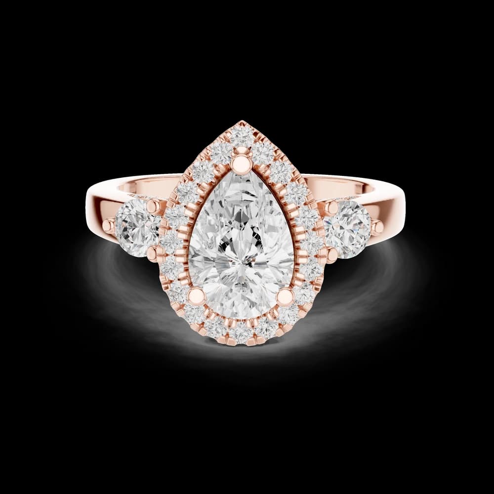 Celestia Lab Grown Diamond Pear Halo Ring - Image 4 Celestia Lab Grown Diamond Pear Halo Ring, view 4 of 9