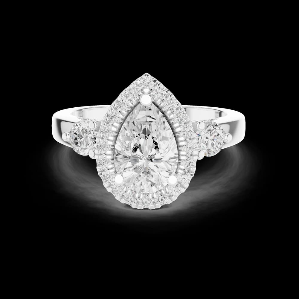 Celestia Lab Grown Diamond Pear Halo Ring - Image 5 Celestia Lab Grown Diamond Pear Halo Ring, view 5 of 9