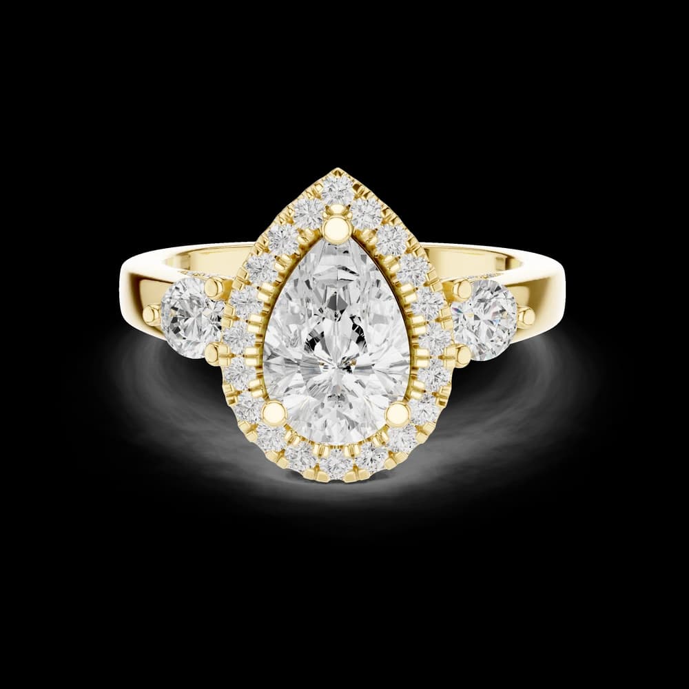 Celestia Lab Grown Diamond Pear Halo Ring - Image 6 Celestia Lab Grown Diamond Pear Halo Ring, view 6 of 9