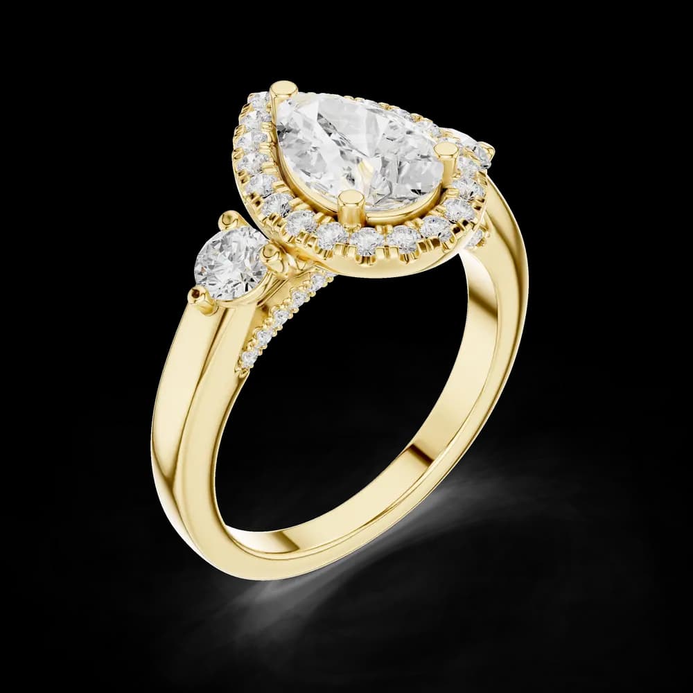 Celestia Lab Grown Diamond Pear Halo Ring - Image 8 Celestia Lab Grown Diamond Pear Halo Ring, view 8 of 9